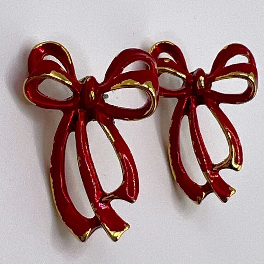 *3/$20* Gold tone and red bow earrings